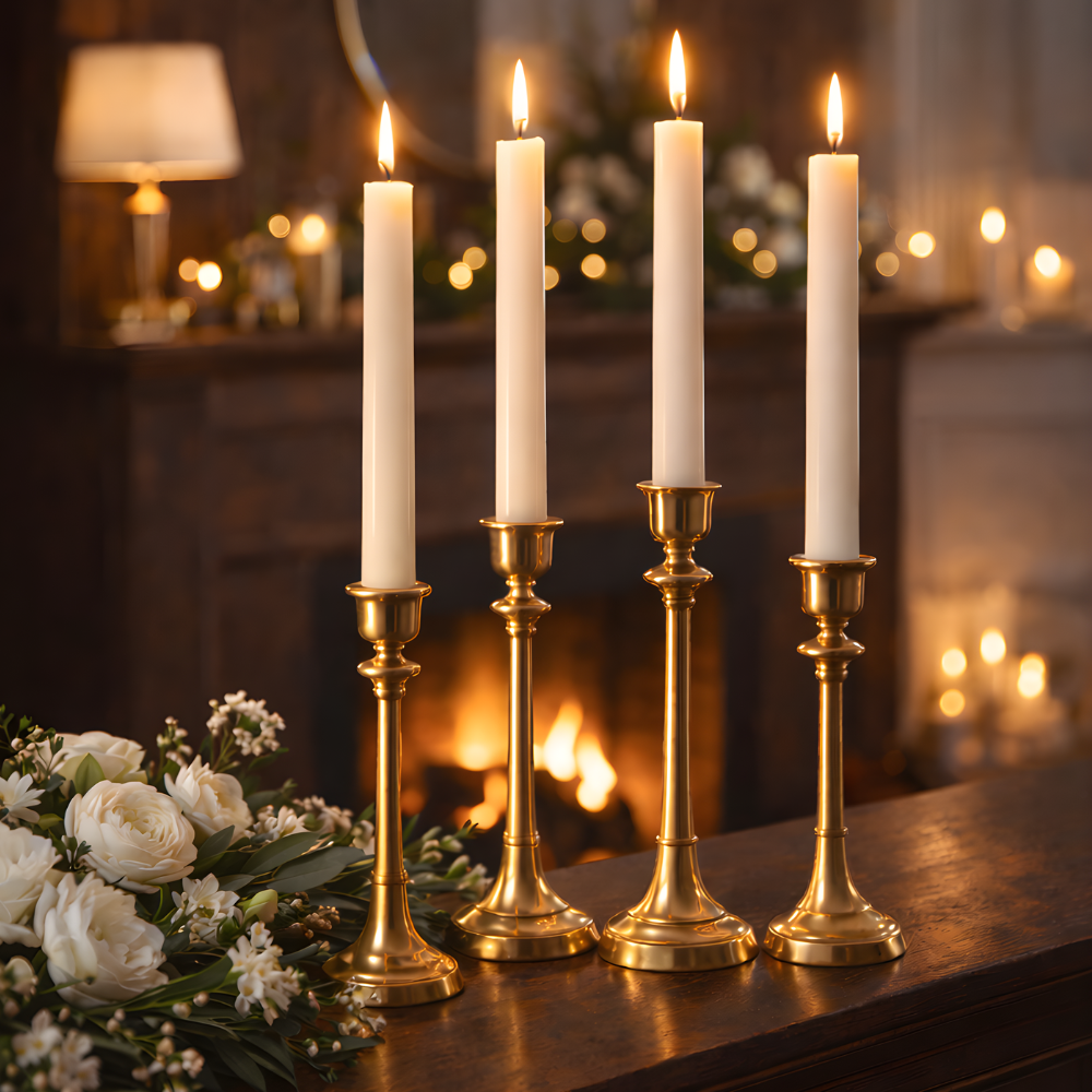 LAMA - Set of 4 Luxury White Taper Candles