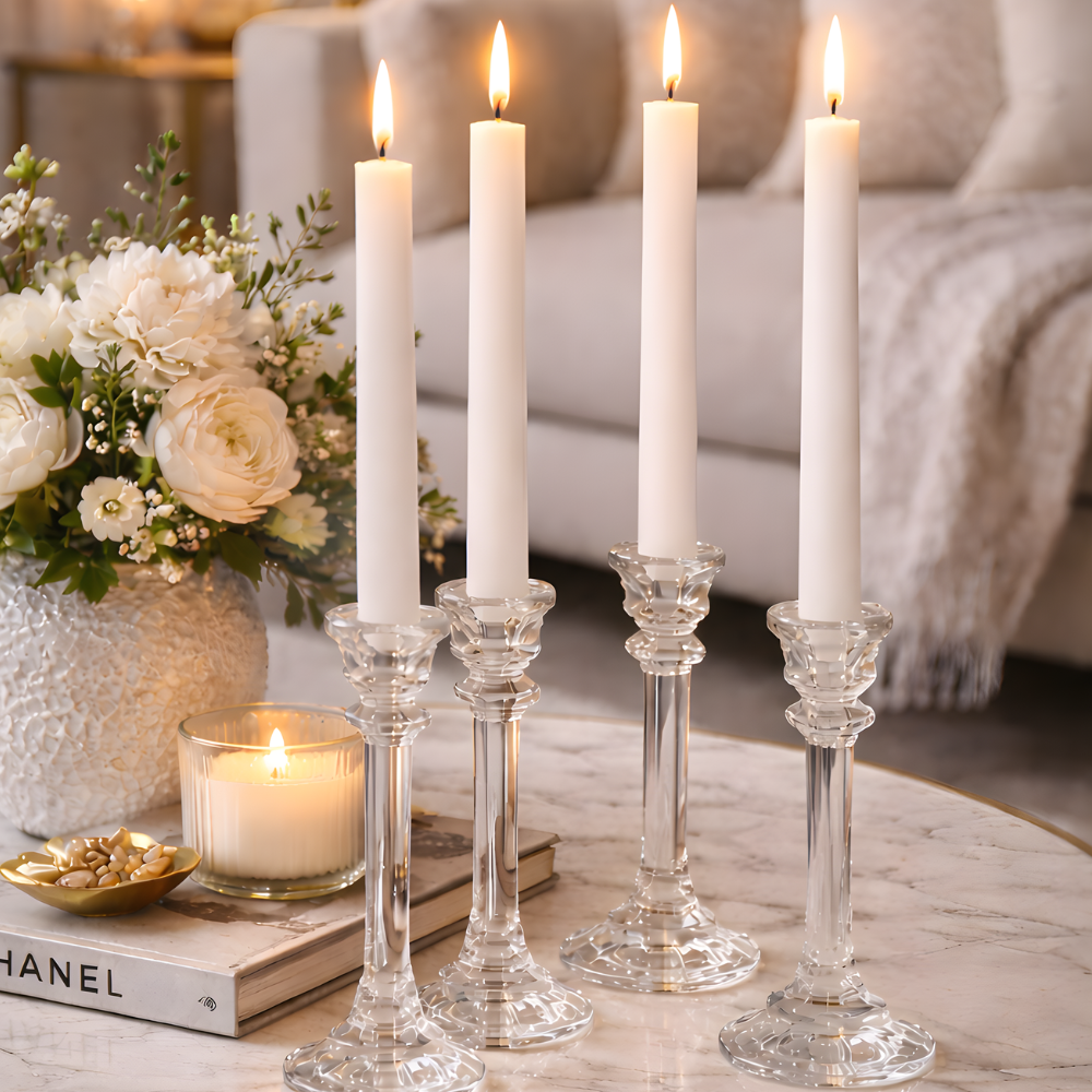 LAMA - Set of 4 Luxury White Taper Candles