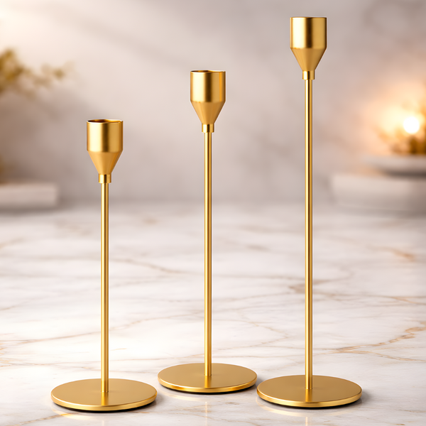 LAMA- Set of 3 Classic Gold Candle Holder